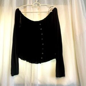 Large H&M Black Long Sleeve Crop Top